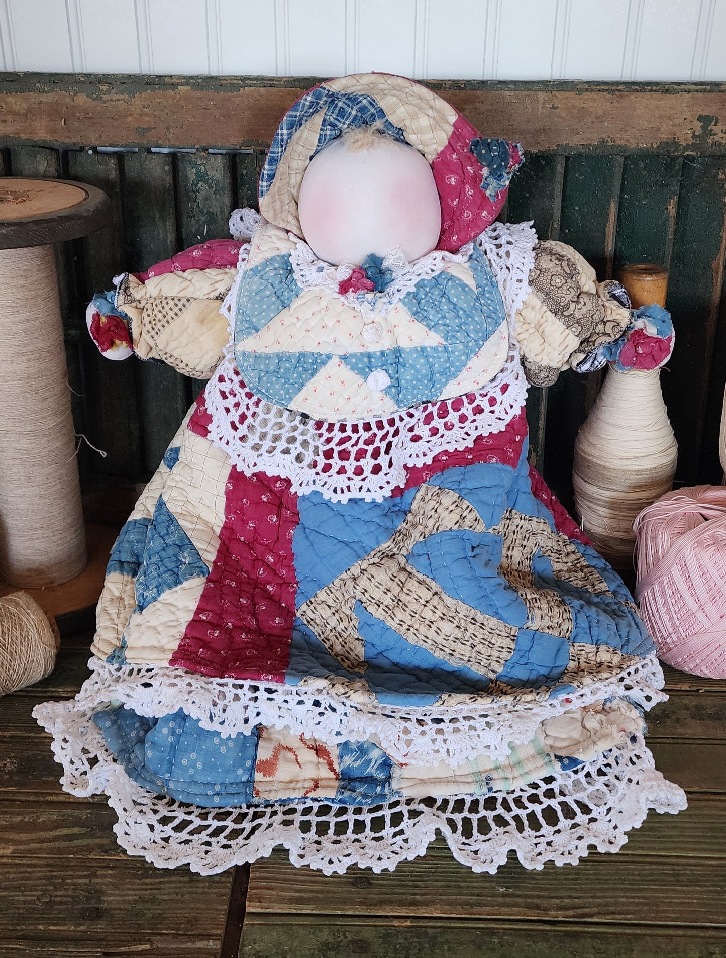 Grandma's Vintage Quilt/Linen Doll