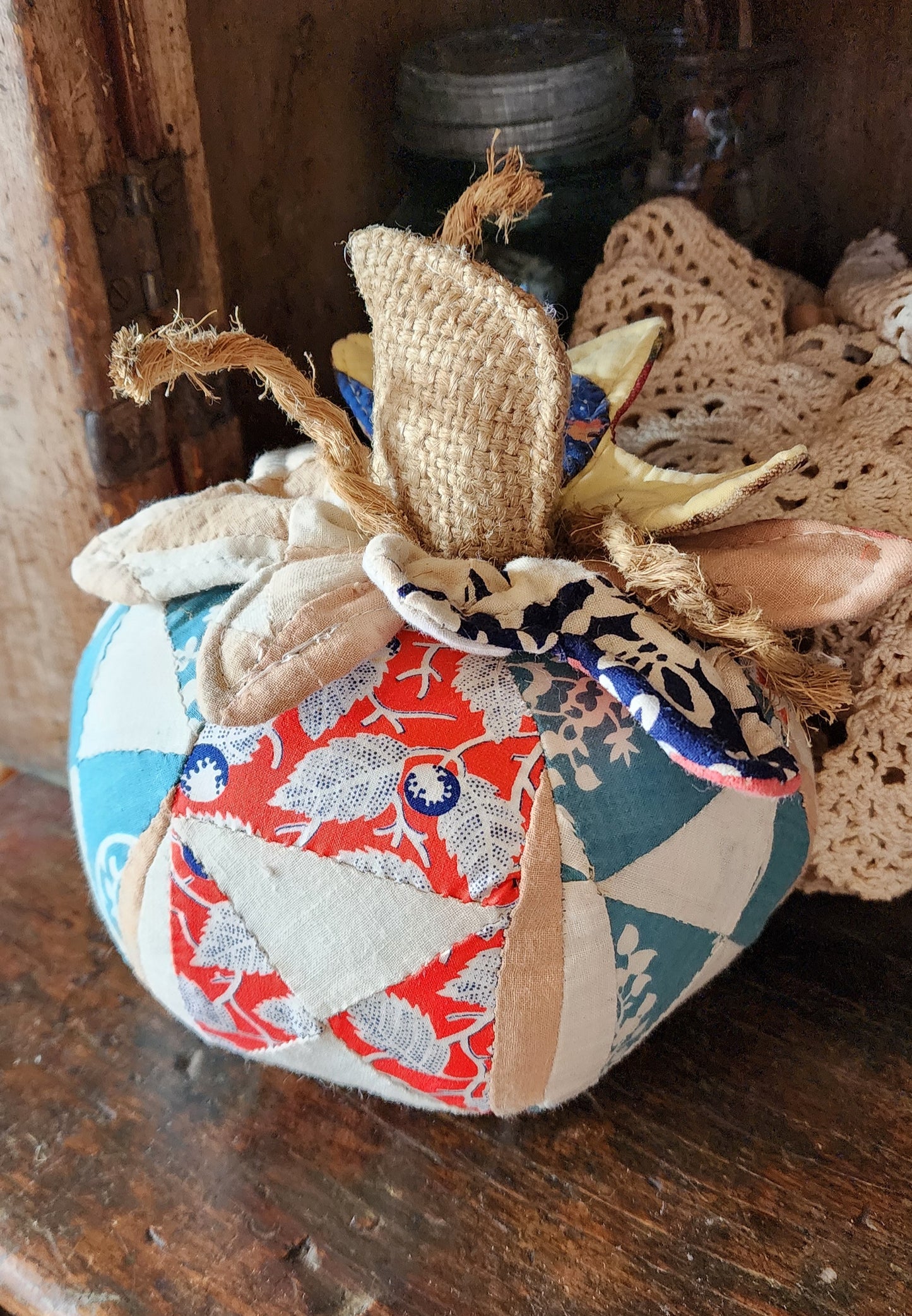 Grandma's Vintage Quilt Pumpkin