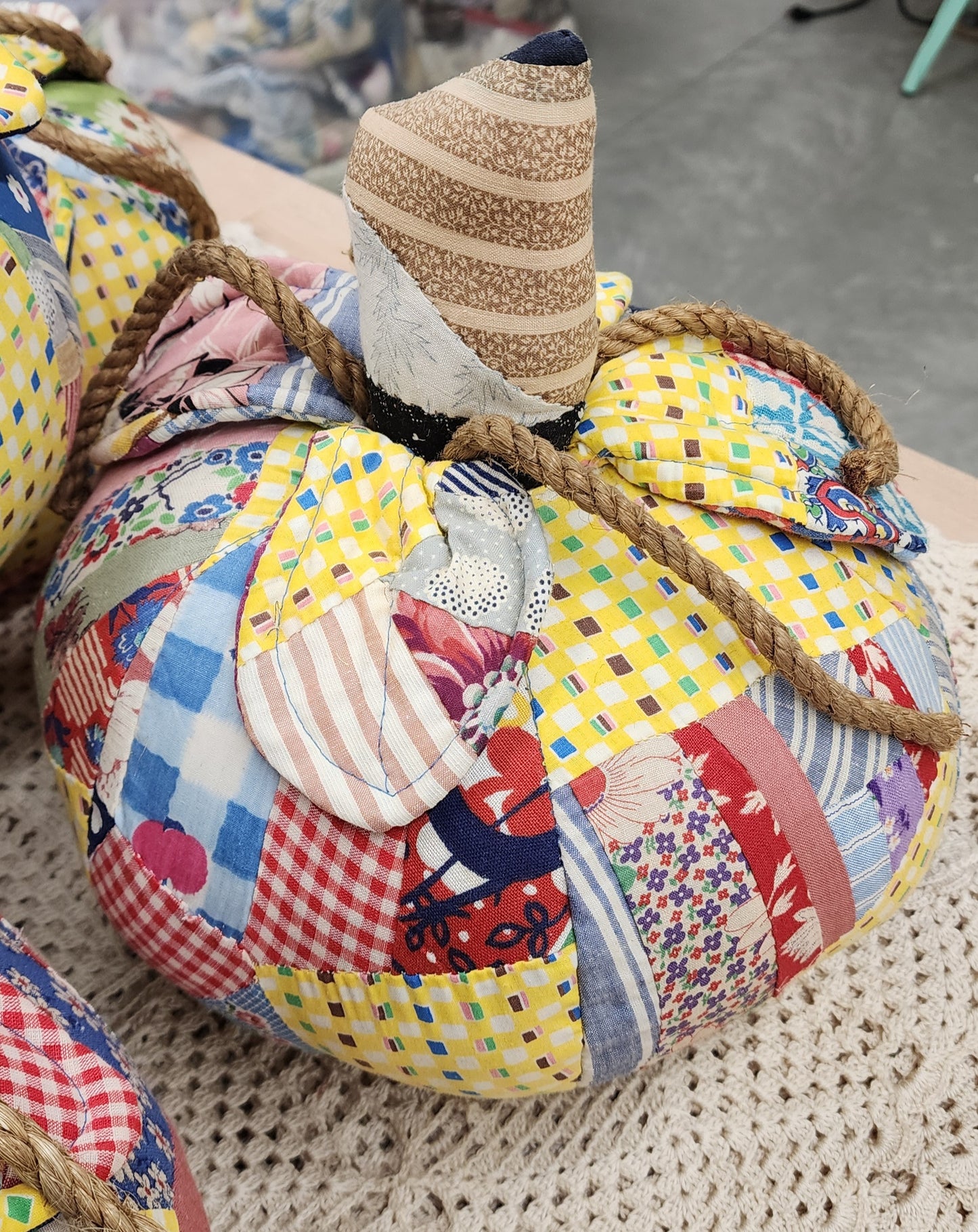 Grandma's Vintage Quilt Pumpkin - Lot A