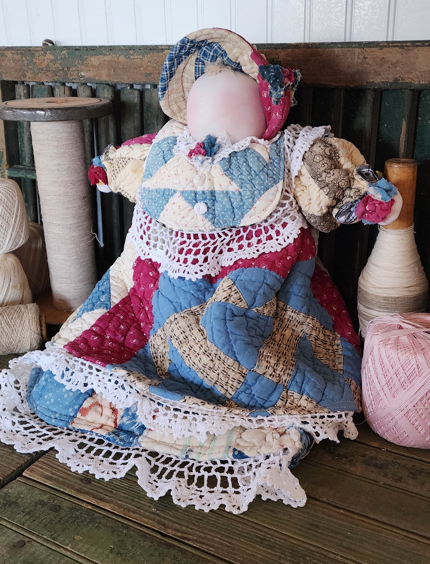 Grandma's Vintage Quilt/Linen Doll