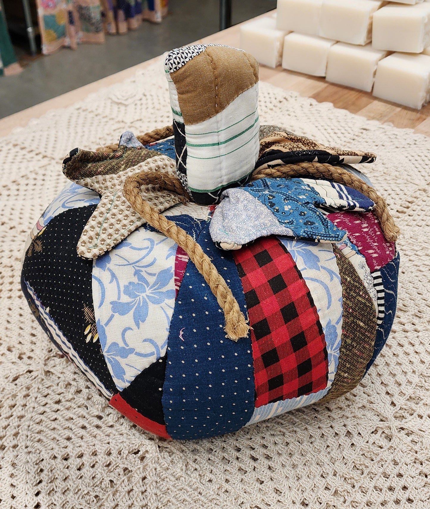 Grandma's Vintage Quilt Pumpkin
