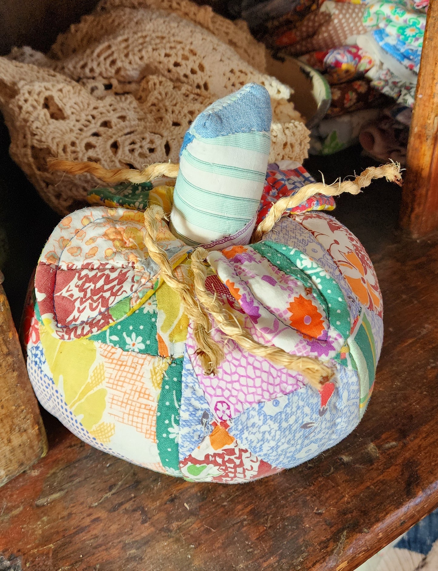 Grandma's Vintage Quilt Pumpkin