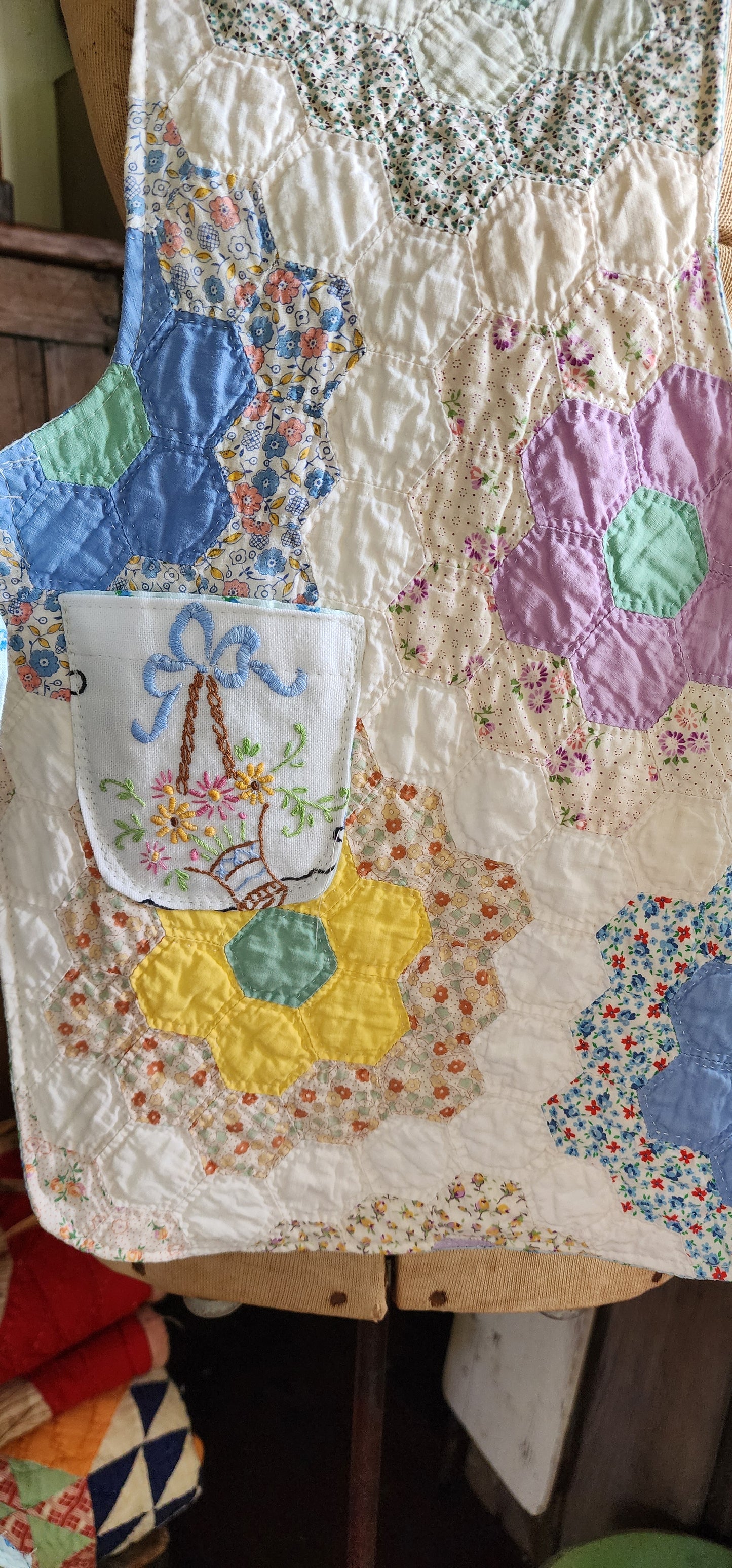 Grandma's Vintage Quilt/Linen Children's Apron