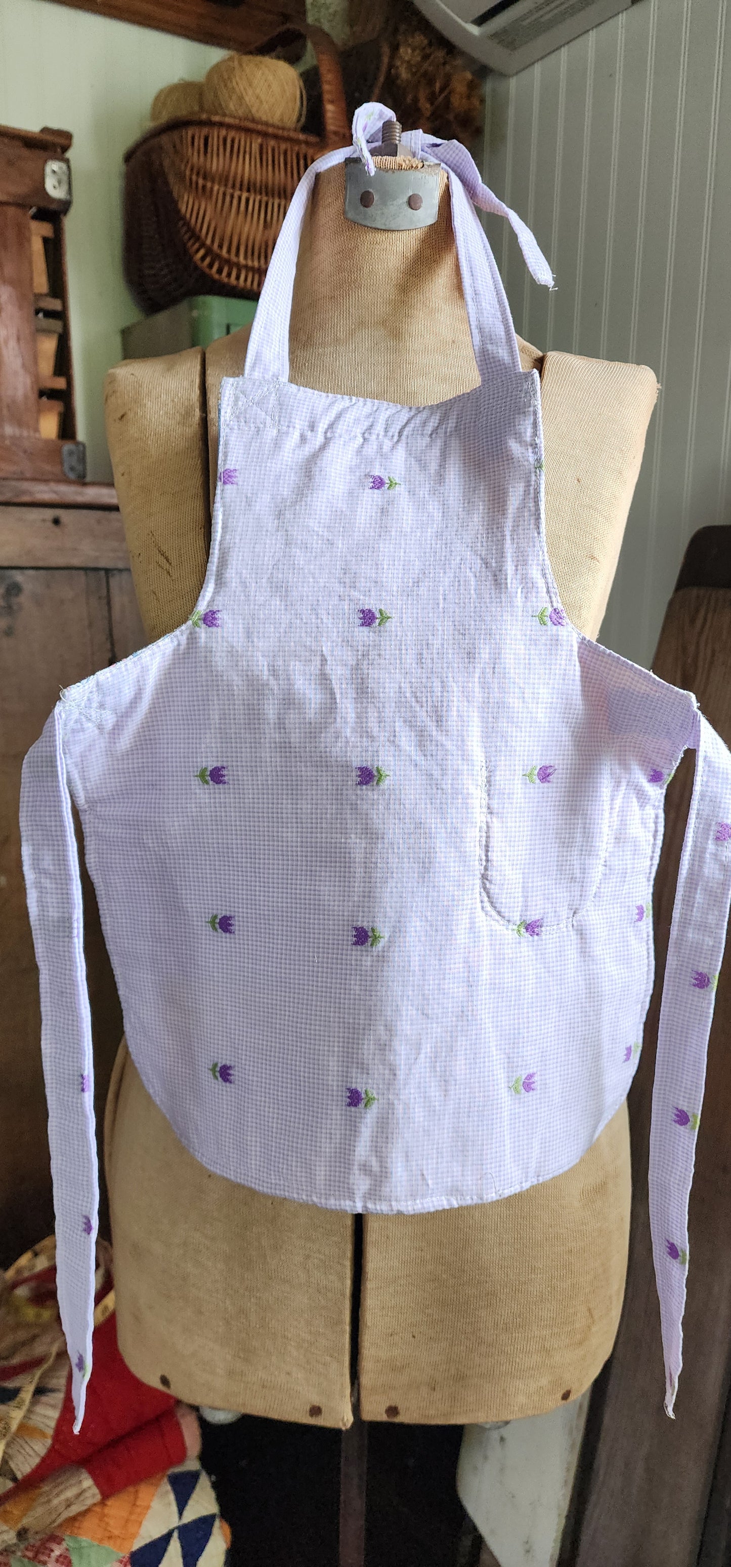 Grandma's Vintage Quilt/Linen Children's Apron