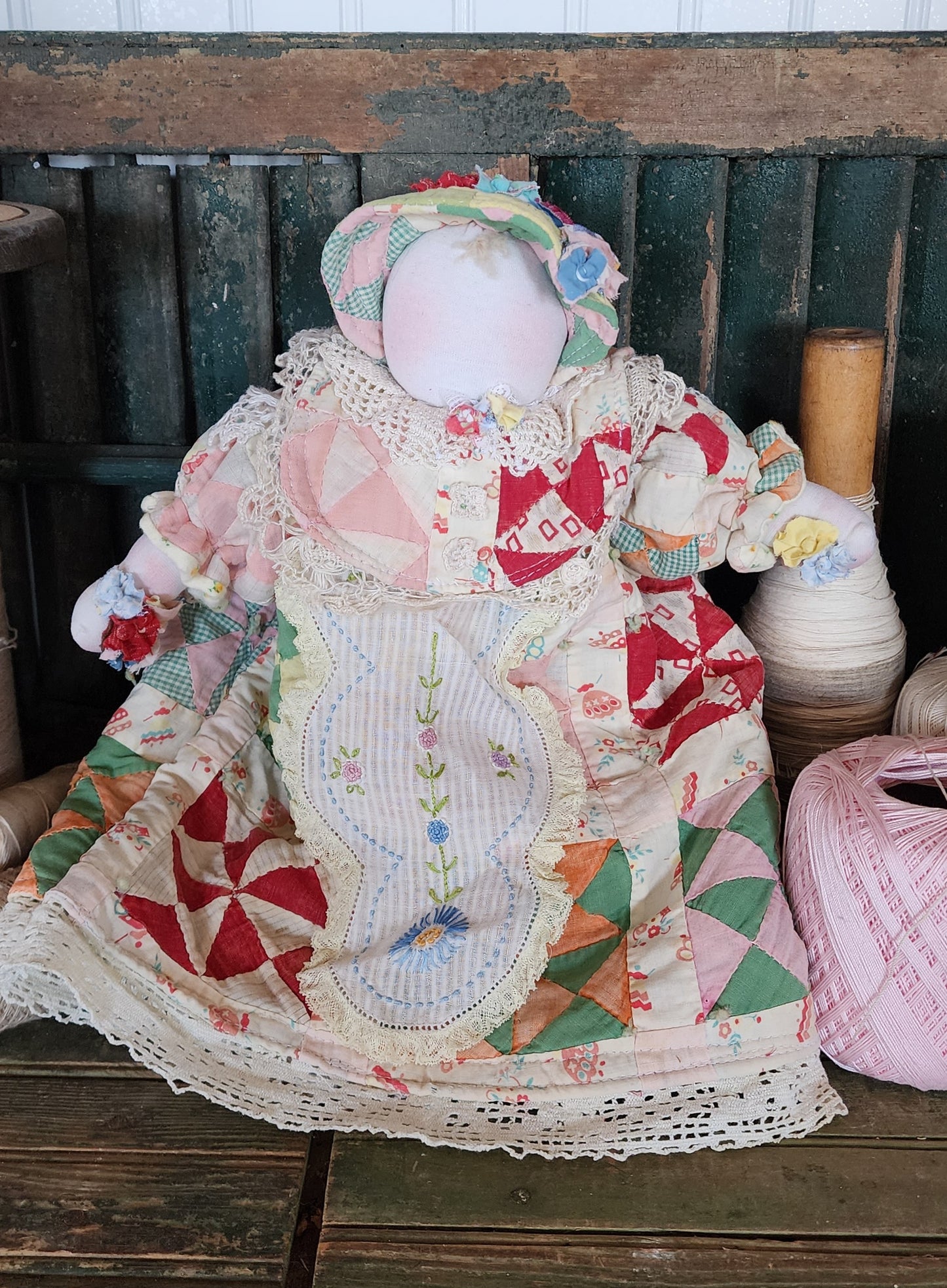 Grandma's Vintage Quilt/Linen Doll