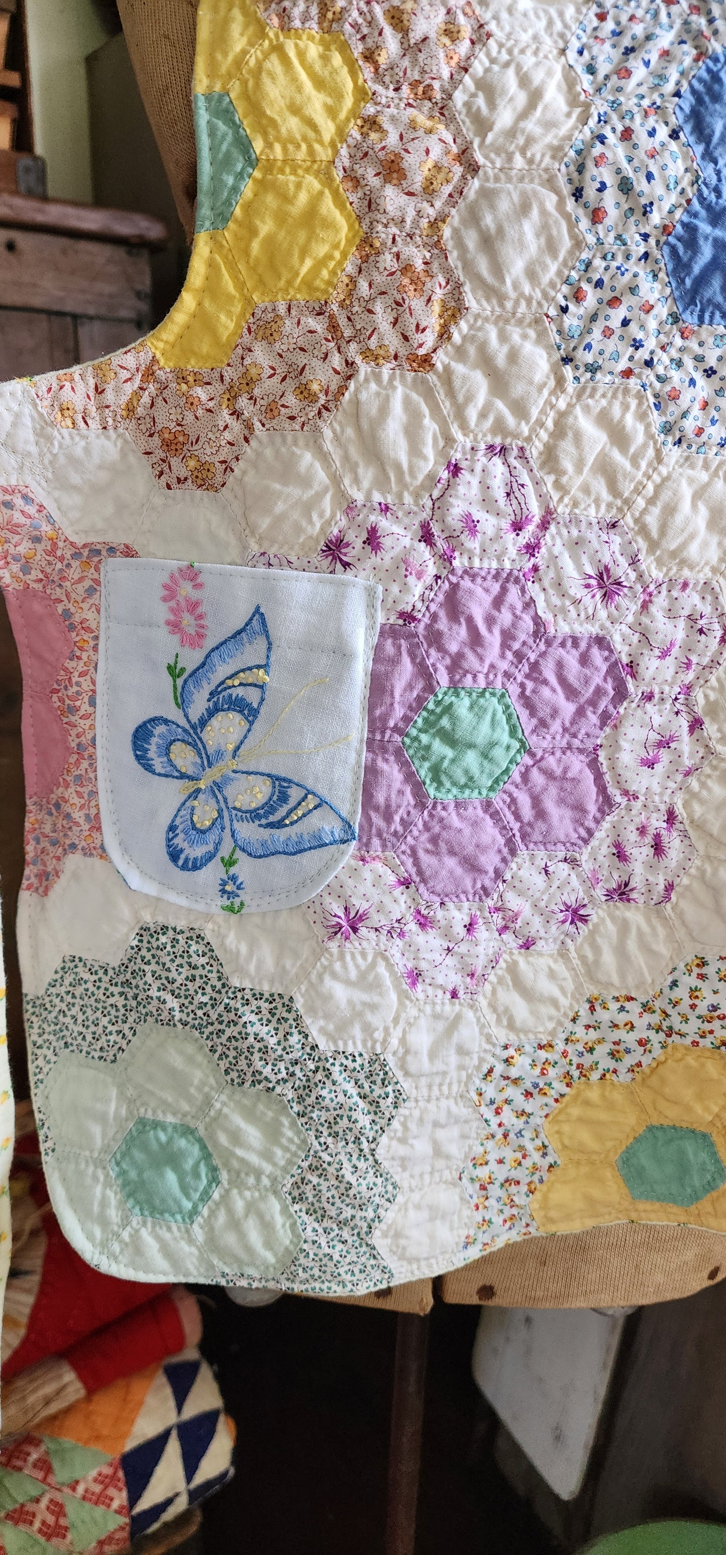 Grandma's Vintage Quilt/Linen Children's Apron
