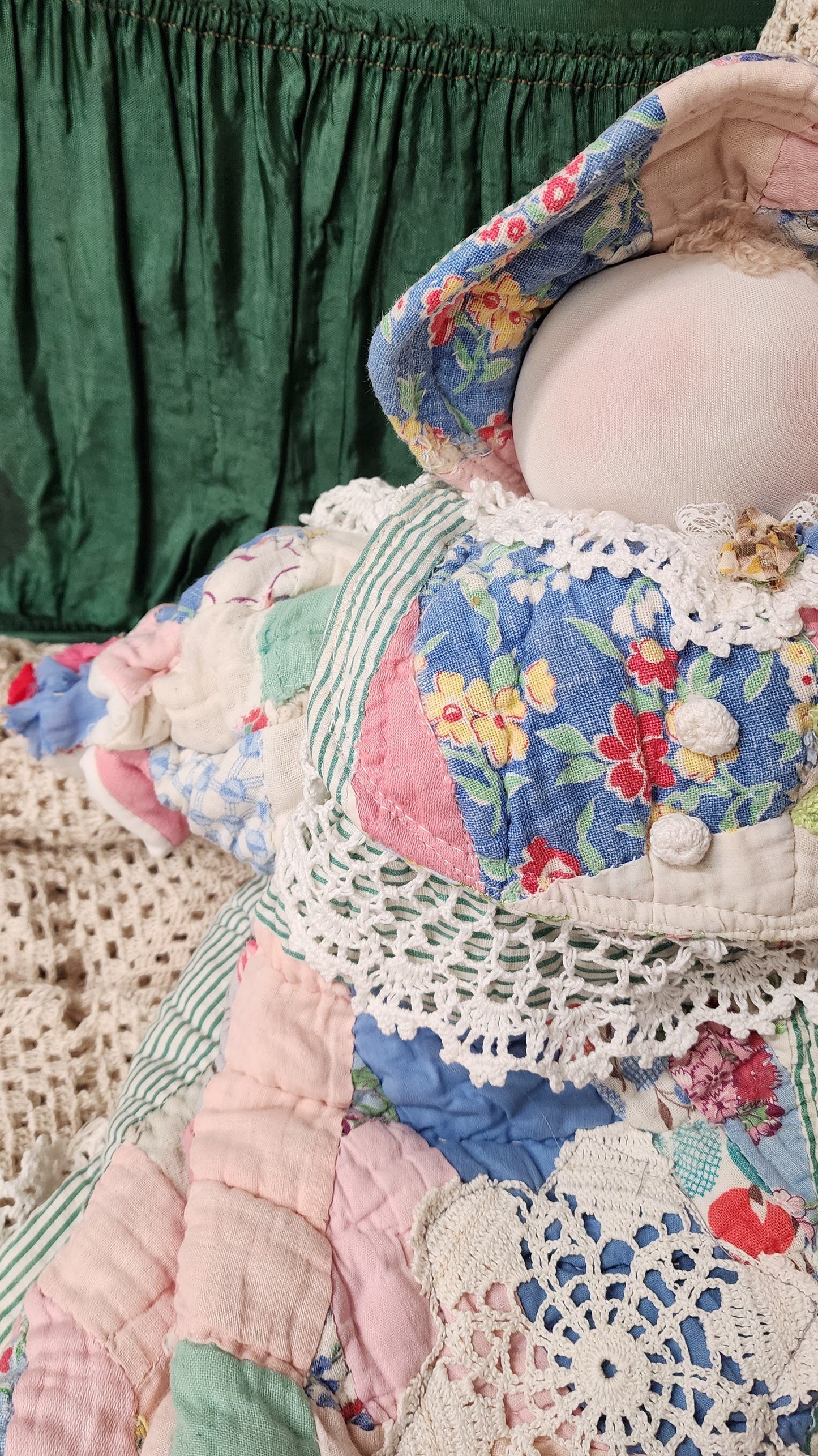 Grandma's Vintage Quilt/Linen Doll