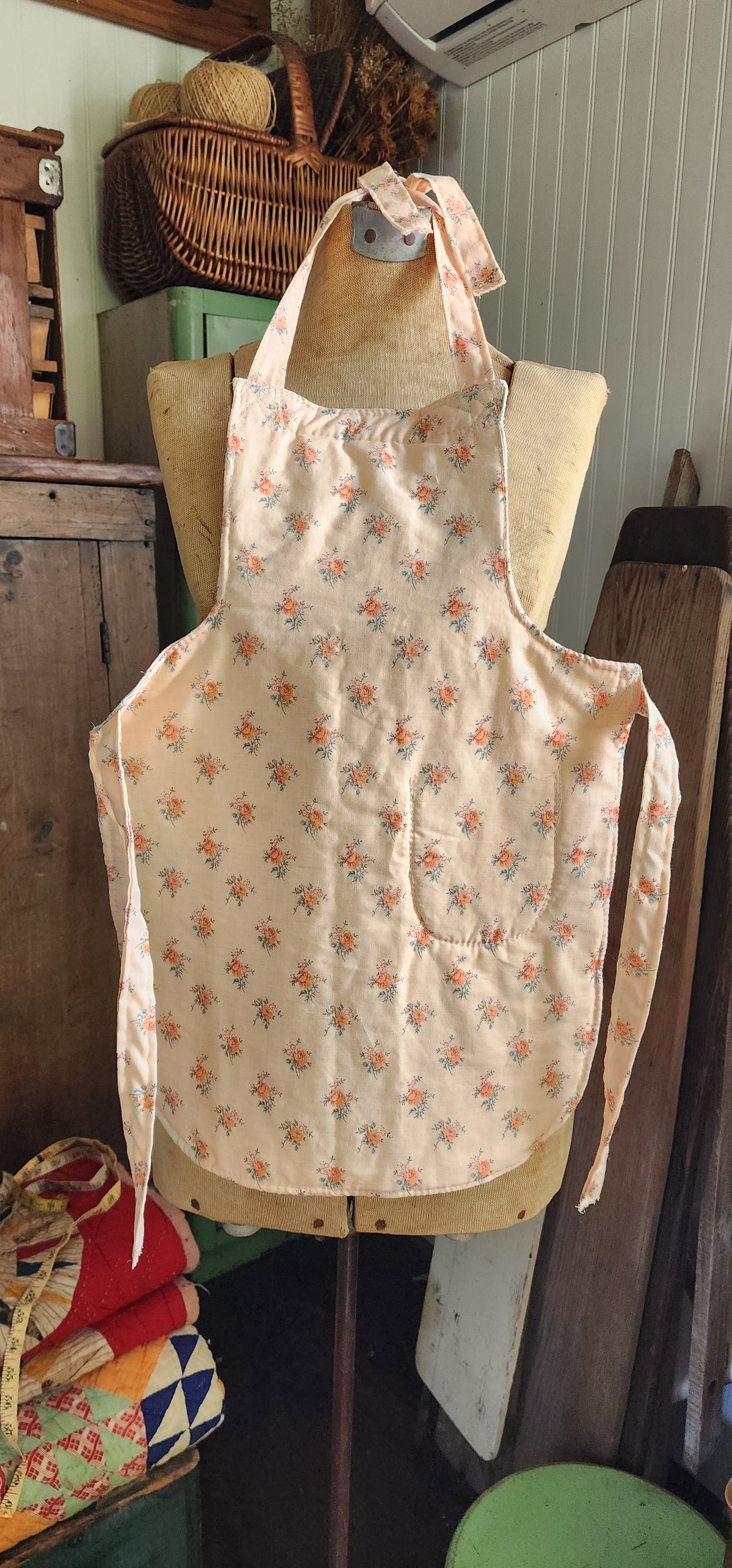 Grandma's Vintage Quilt/Linen Children's Apron