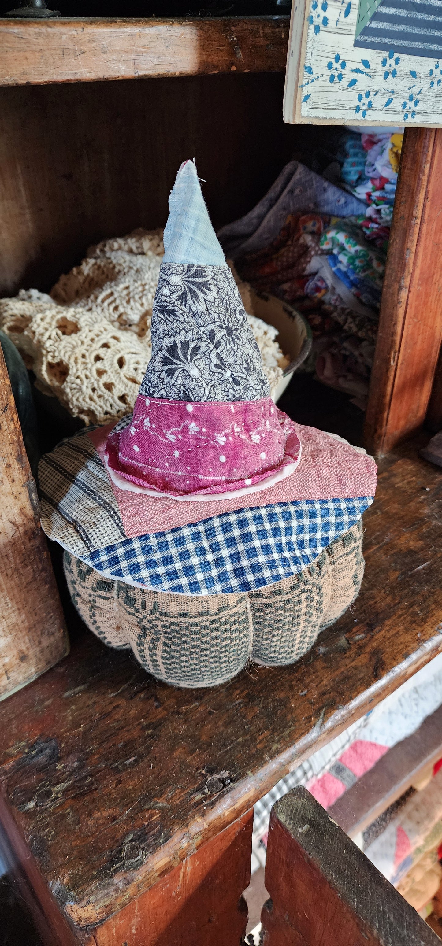 Vintage Linen Pumpkin with hat