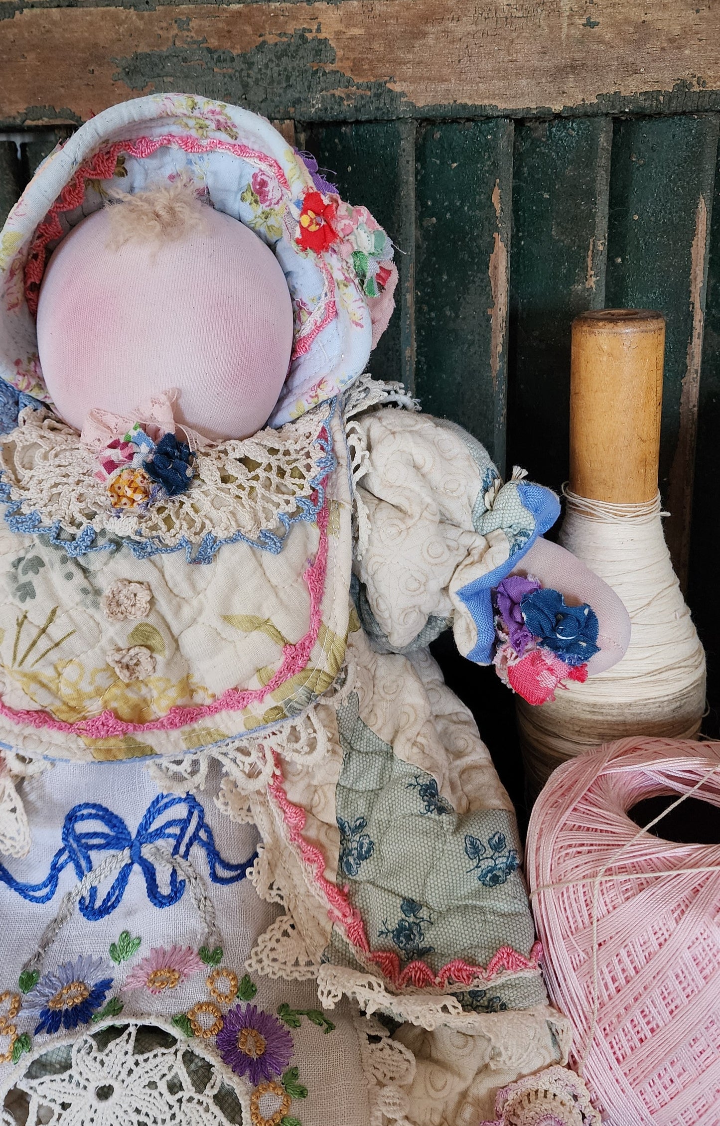Grandma's Vintage Quilt/Linen Doll