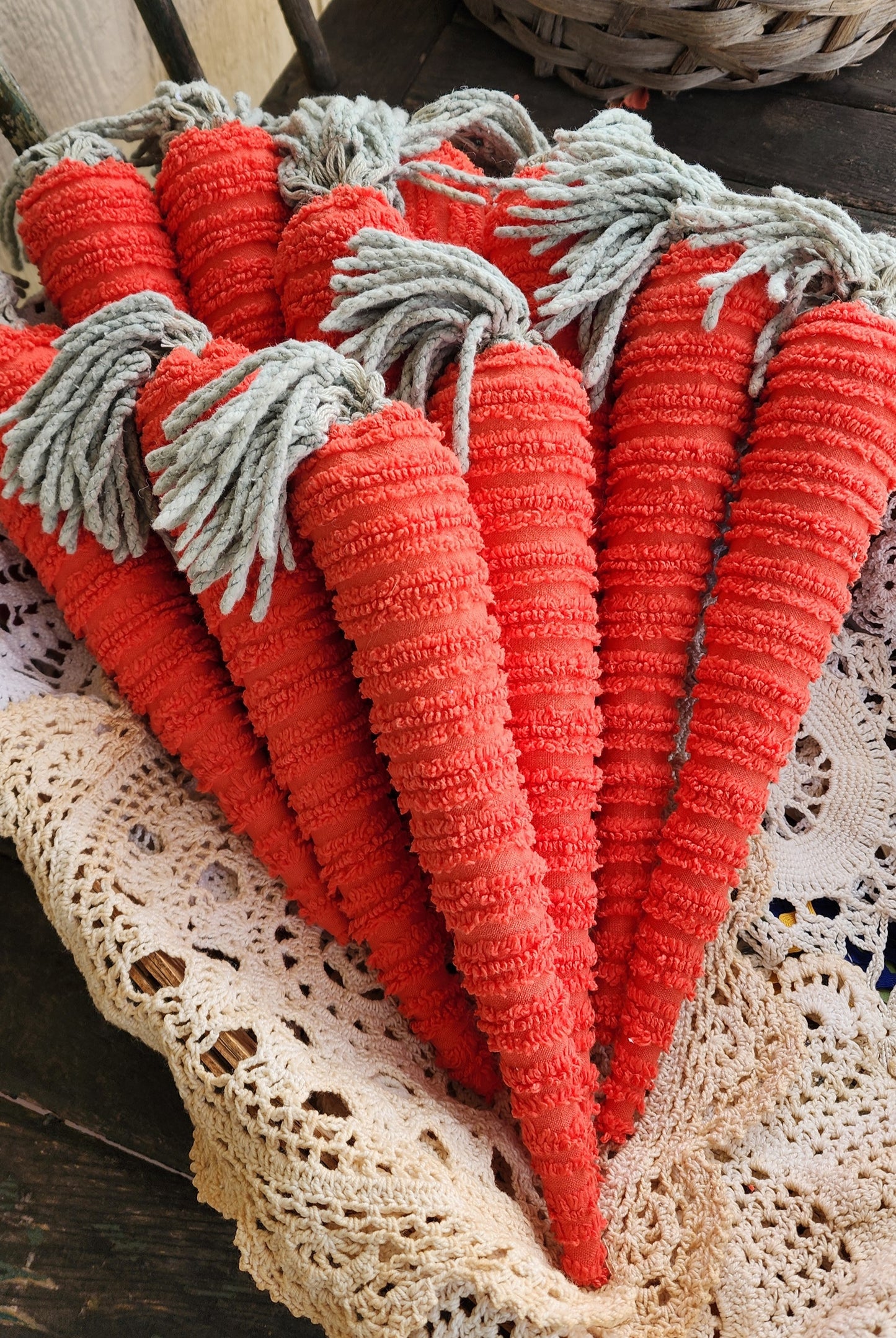 Set of Two Vintage Chenille Carrots