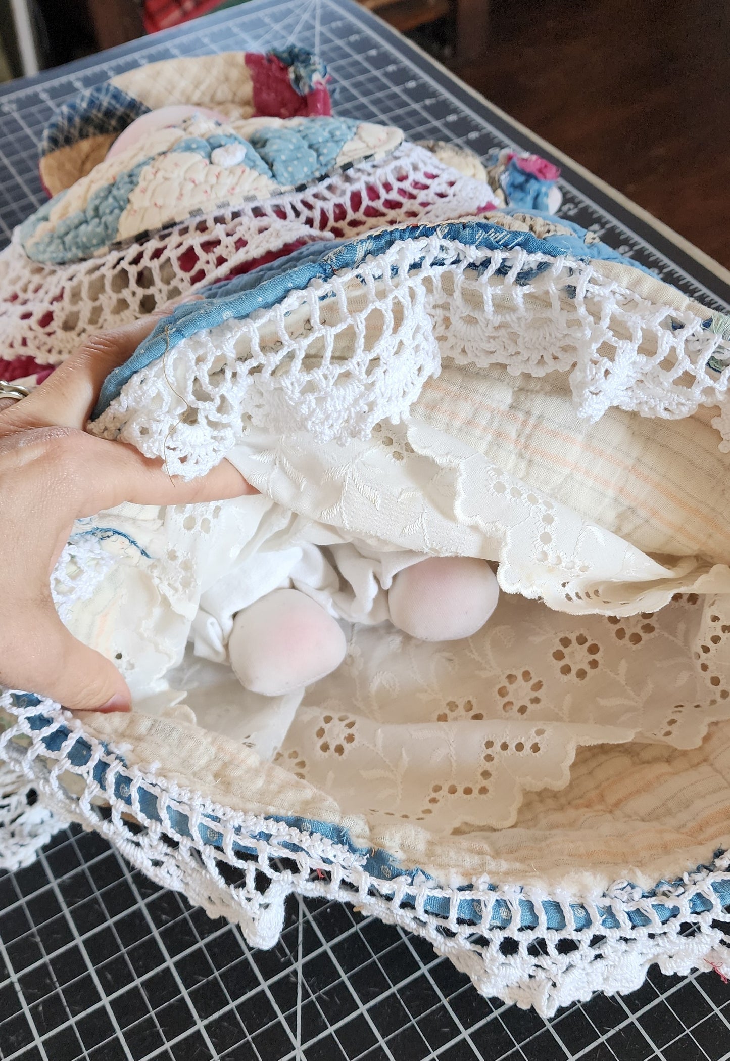 Grandma's Vintage Quilt/Linen Doll