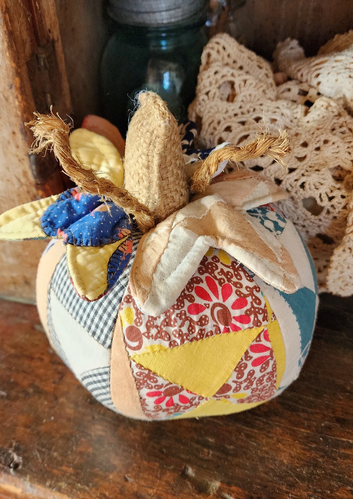 Grandma's Vintage Quilt Pumpkin