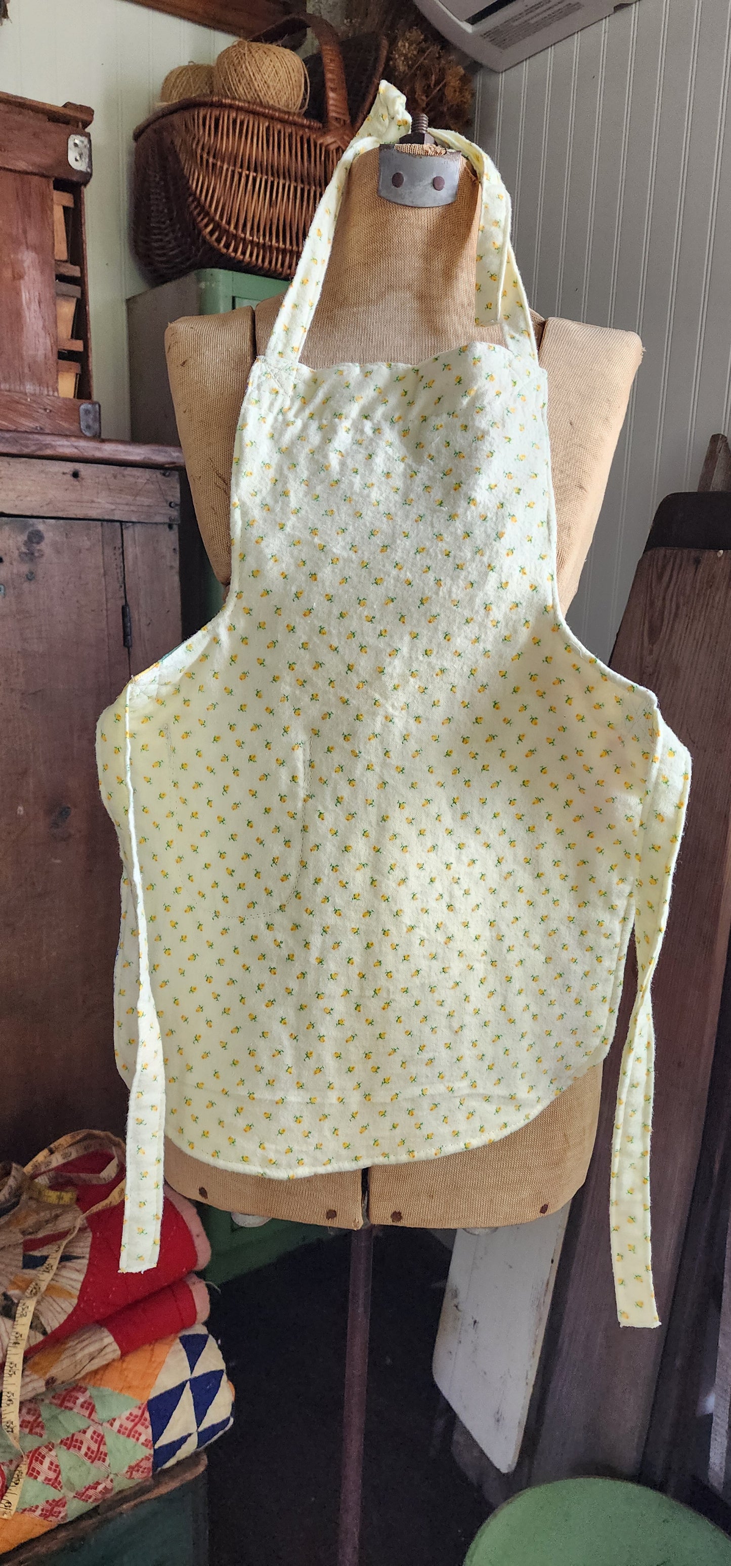 Grandma's Vintage Quilt/Linen Children's Apron
