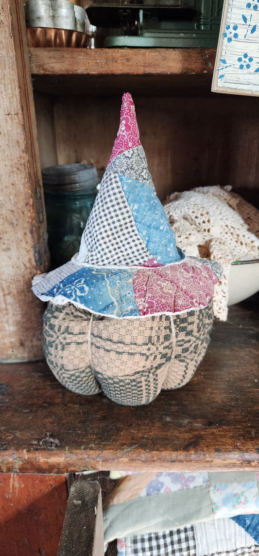 Vintage Linen Pumpkin with hat
