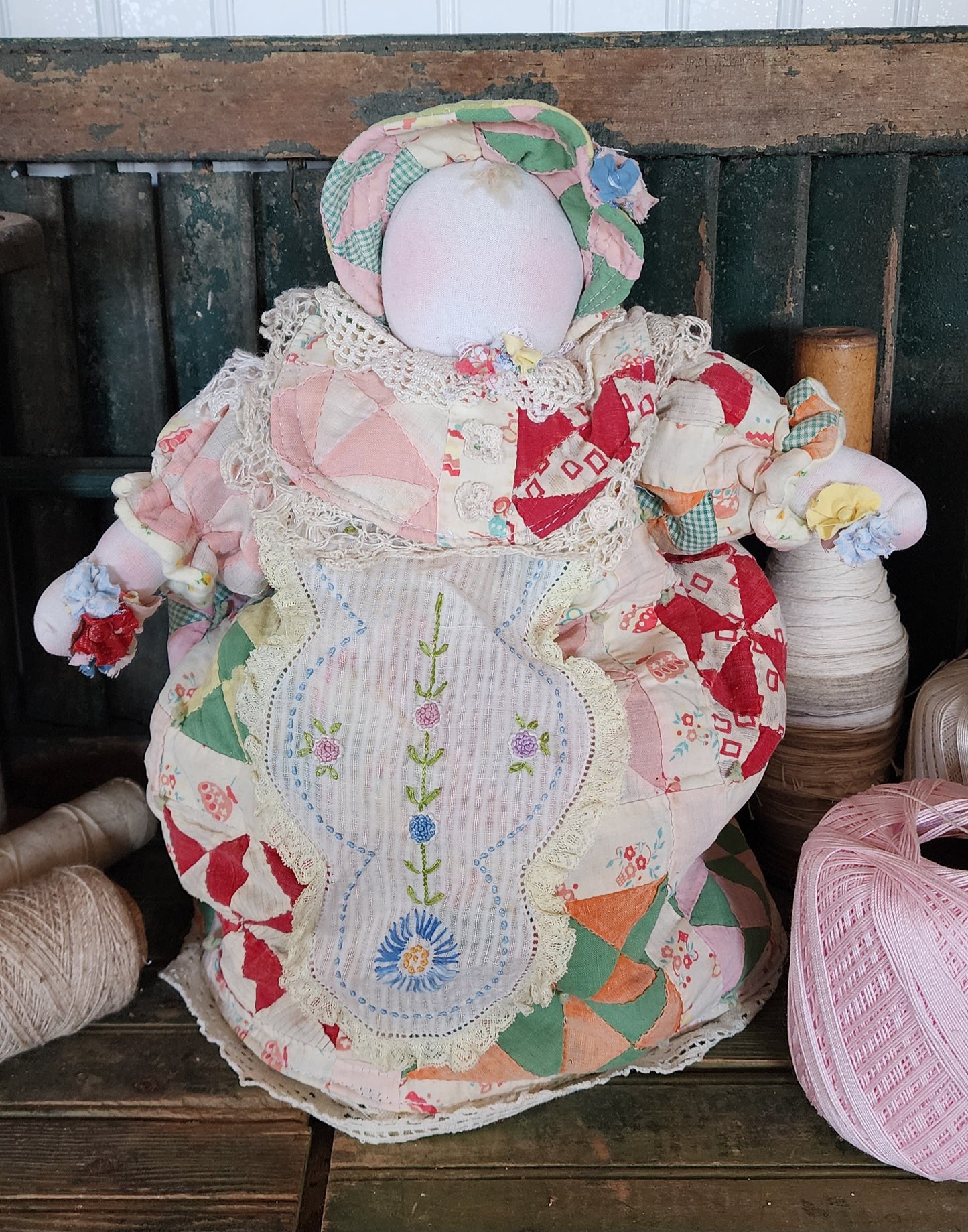 Grandma's Vintage Quilt/Linen Doll