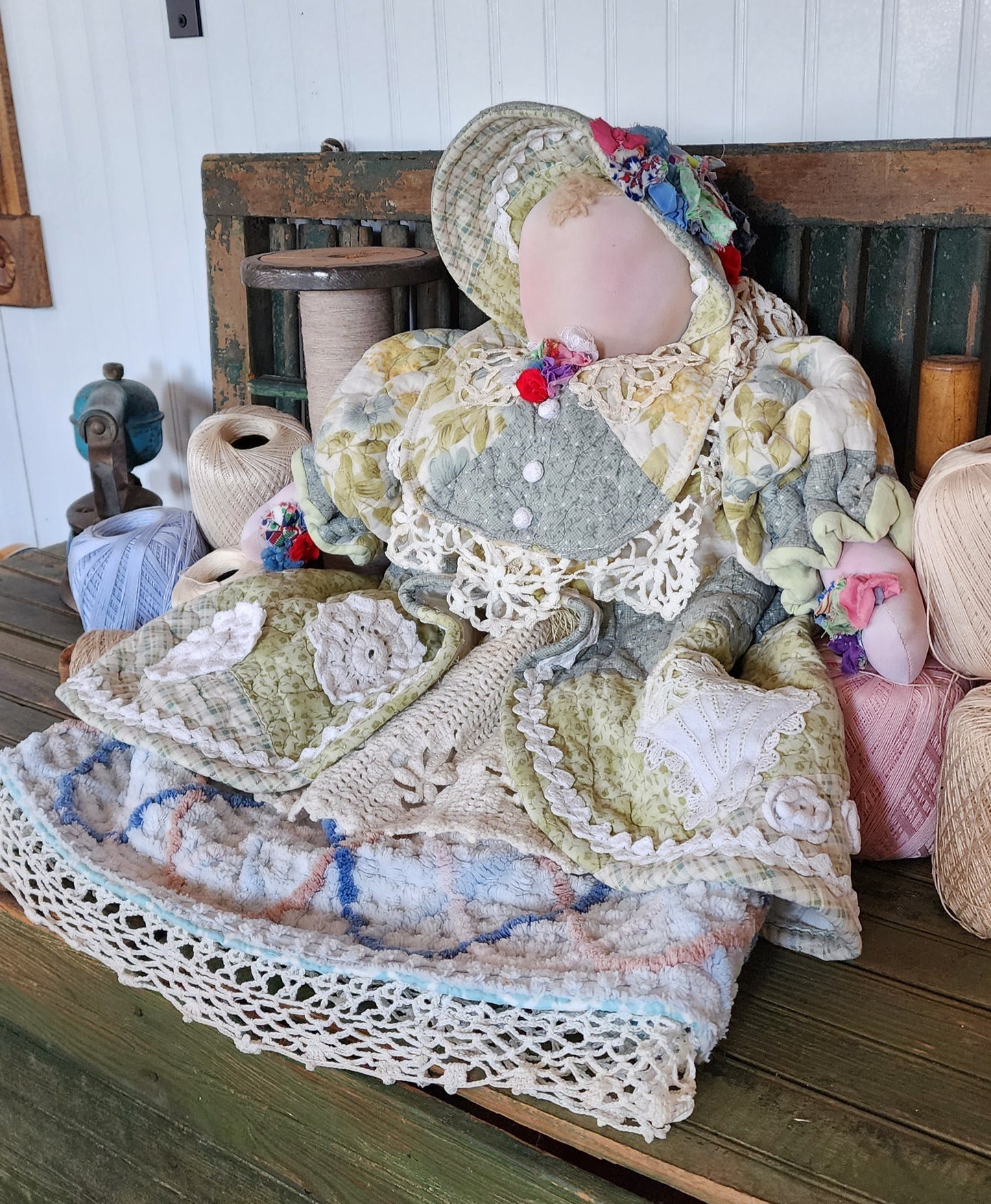 Grandma's Vintage Quilt/Linen Doll