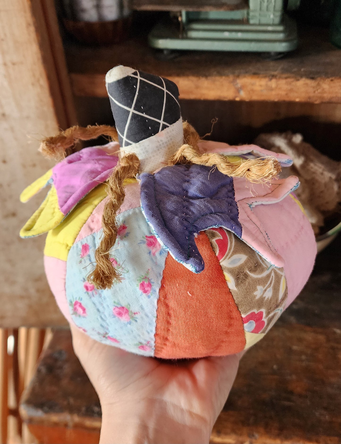 Grandma's Vintage Quilt Pumpkin